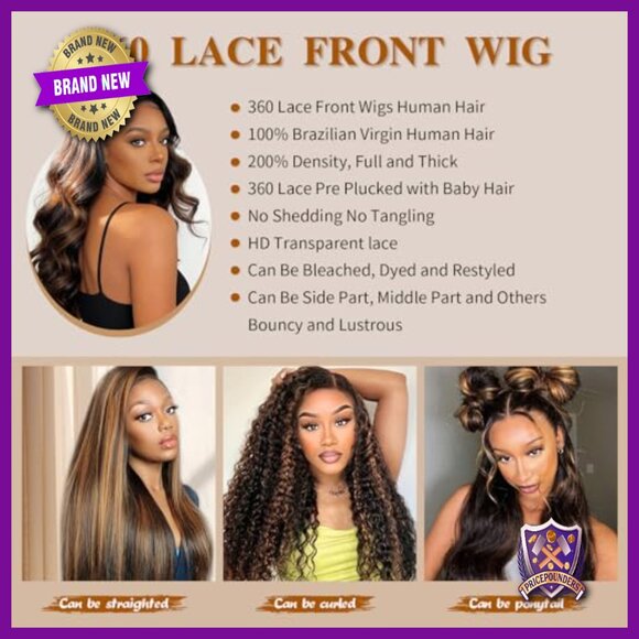 22 Inch 360 Lace Front Wig Human Hair Body Wave Glueless 200 Density main image 4